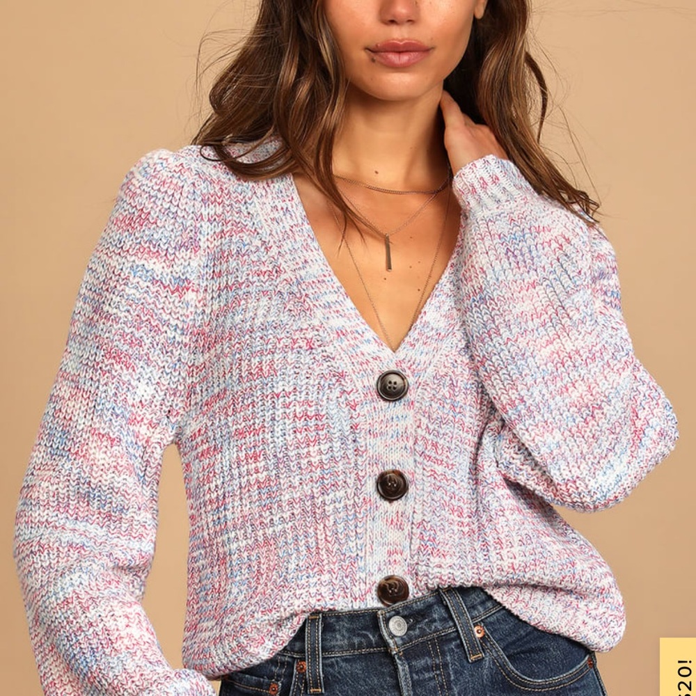Lulus multi knit button up cardigan sweater